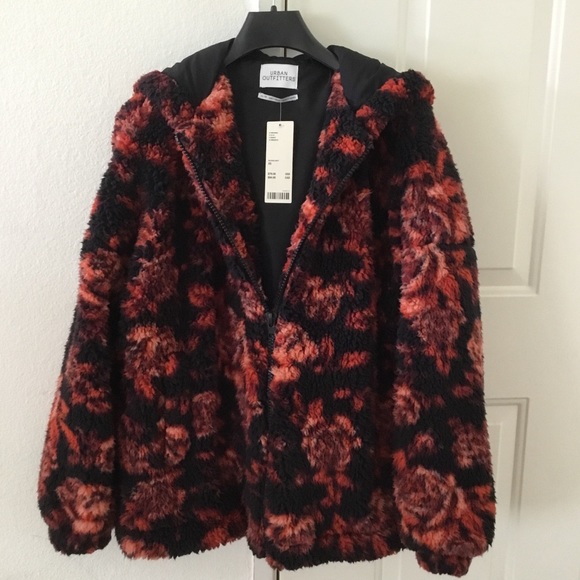 wilma hooded zip front teddy jacket